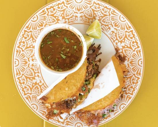 Birria taco with consomé